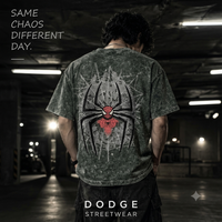DODGE Spiderman graphic Tshirt- acid wash denim