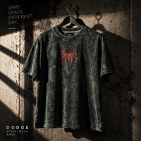 DODGE Spiderman graphic Tshirt- acid wash denim
