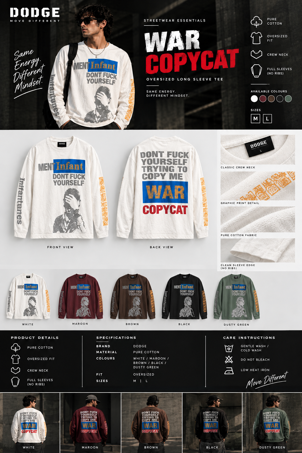 DODGE War Copycat Long Sleeve Tee