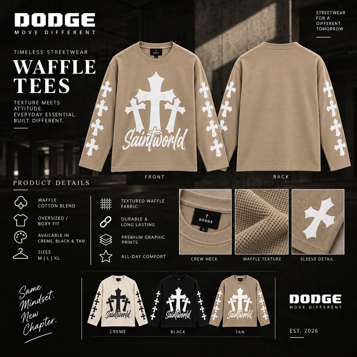 DODGE Saintworld Waffle Tee